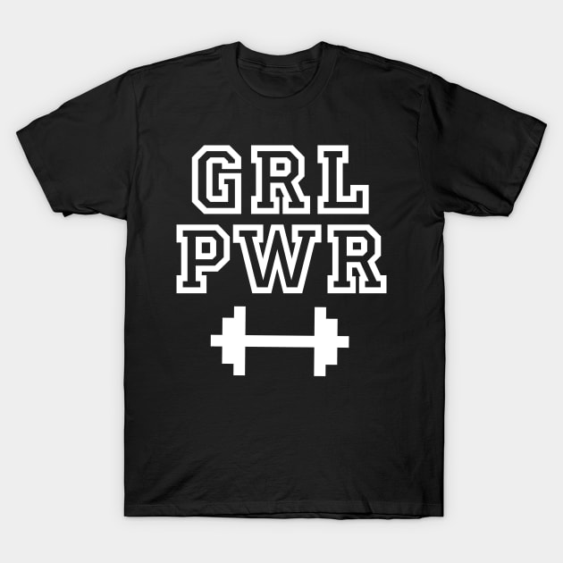 GRL PWR White T-Shirt by TheBlackCatprints